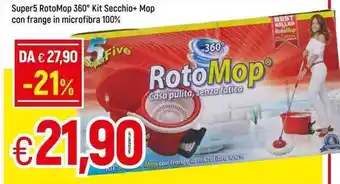 Famila Super5 RotoMop 360° Kit Secchio+Mop con frange in microfibra 100% offerta