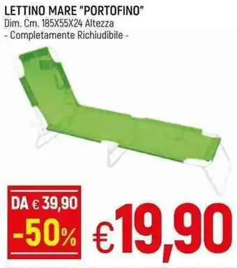 Famila Lettino Mare "Portofino" 185x55x24 cm Altezza offerta