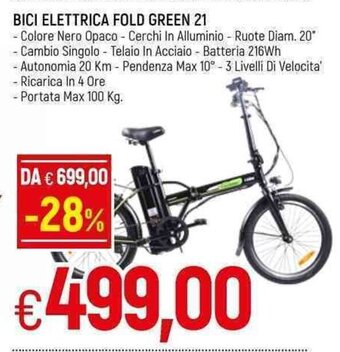 Famila Bici Elettrica Fold Green 21 offerta