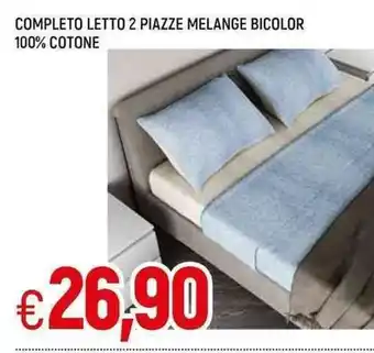 Famila Completo Letto 2 Piazze Melange Bicolor 100% Cotone offerta