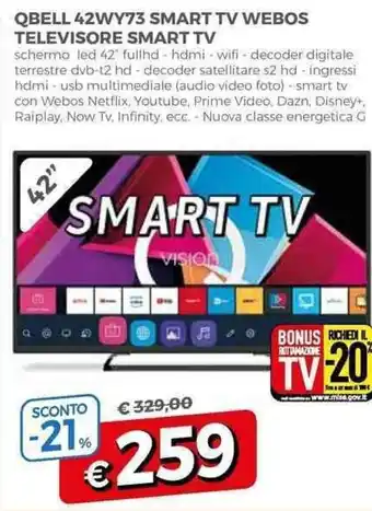 Famila Qbell 42WY73 Smart TV Webos Televisore Smart TV offerta