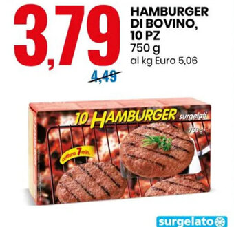 Eurospin Hamburger Di Bovino, 10 pz 750 g offerta
