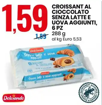 Eurospin Croissant Al Cioccolato Senza Latte E Uova Aggiunti,6 pz 288 g offerta