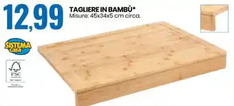 Eurospin Tagliere In Bambù 45x43x5 cm offerta