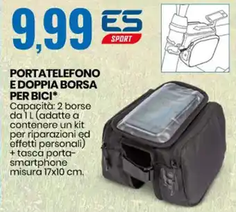 Eurospin ES Sport Portatelefono E Doppia Borsa Per Bici offerta