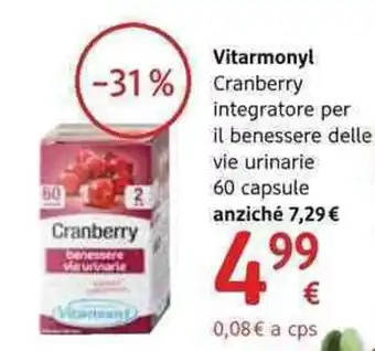 Vitarmonyl Cranberry integratore per il benessere delle vie urinarie 60 capsule
