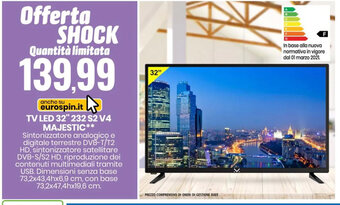 Eurospin Majestic TV Led 32'' 232 S2 V4 offerta