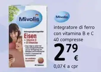 dm drogerie markt Mivolis integratore di ferro con vitamina B e C 40 compresse offerta