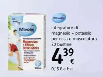 dm drogerie markt Mivolis integratore di magnesio + potassio per ossa e muscolatura 30 bustine offerta