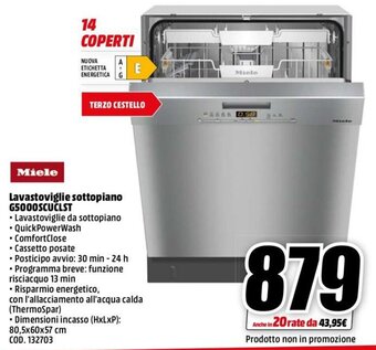 MediaWorld Miele Lavastoviglie sottopiano G5000SCUCLST offerta