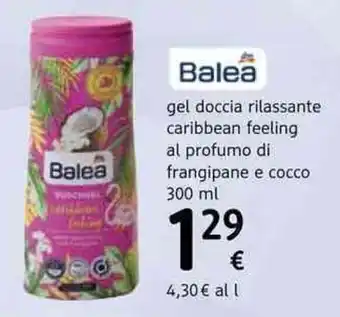 dm drogerie markt Balea gel doccia rilassante caribbean feeling al profumo di frangipane e cocco 300 ml offerta