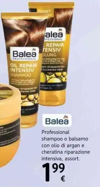 dm drogerie markt Balea Professional shampoo o balsamo con olio di argan e cheratina riparazione intensiva offerta