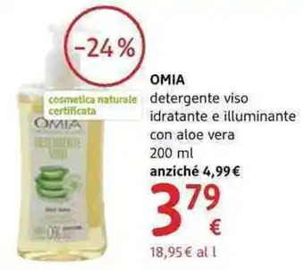 dm drogerie markt Omia detergente viso idratante e illuminante con aloe vera 200 ml offerta