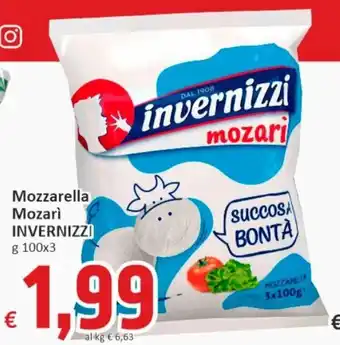 Paghi Poco Invernizzi Mozzarella Mozarì g 100 x 3 offerta