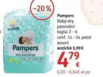 dm drogerie markt Pampers Baby-dry pannolini taglia 2-6 conf. 14-24 pezzi offerta