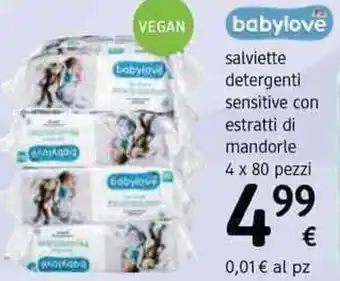 dm drogerie markt Babylove salviette detergenti sensitive con estrattì di mandorle 4 x 80 pezzi offerta