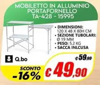 Q.bo Mobiletto in Alluminio Portafornello TA-428-15995