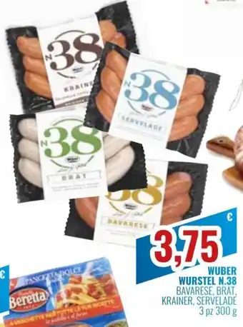 Wuber Wurstel N.38 Bavarese, Brat, Krainer, Servelade 3 pz 300 g