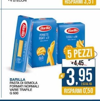 SeBón Supermercati Barilla pasta di semola formati normali varie trafile g 500 offerta
