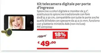 Bricocenter Kit Telecamera Digitale Per Porte D' Ingresso offerta