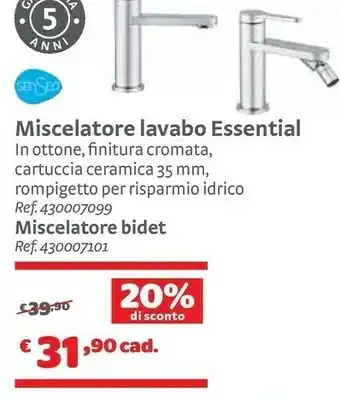 Bricocenter Sensea Miscelatore Lavabo Essential Bidet offerta