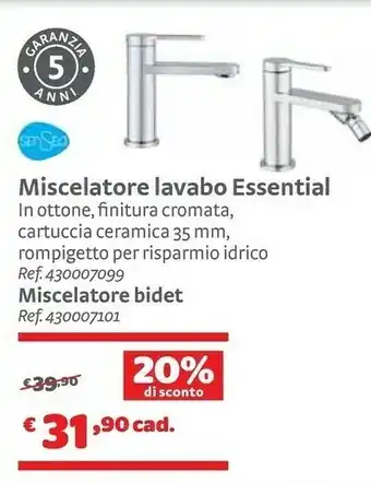 Bricocenter Sensea Miscelatore Lavabo Essential offerta