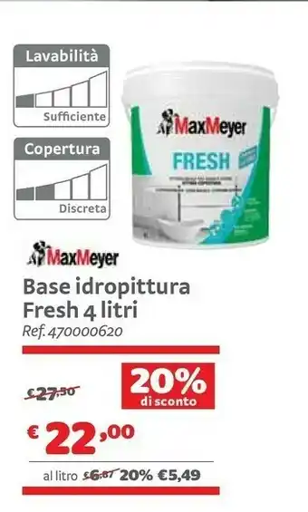 Bricocenter MaxMeyer Base Idropittura Fresh 4 Litri offerta