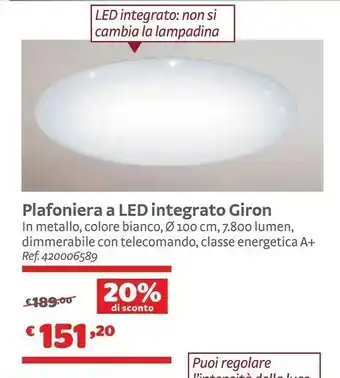 Bricocenter Plafoniera A Led Integrato Giron offerta