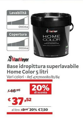 Bricocenter MaxMeyer Base Idropittura Superlavabile Home Color 5 Litri offerta