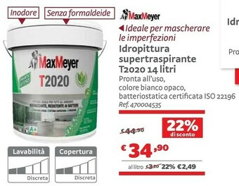 Bricocenter Maxmeyer Idropittura Supertraspirante T2020 14 Litri offerta