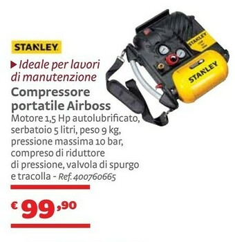 Bricocenter Stanley Compressore Portatile Airboss offerta