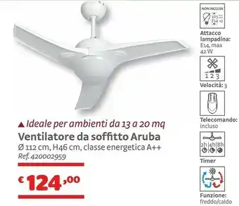 Bricocenter Ventilatore Da Soffitto Aruba offerta