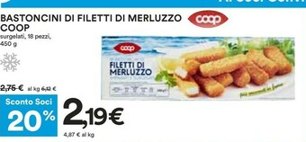 Coop Coop - Bastoncini Di Filetti Di Merluzzo Impanati E Surgelati 450 G(ml) offerta