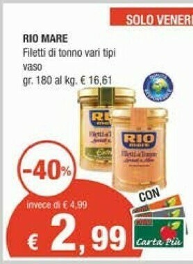 Crai Rio Mare Tonno Rio mare offerta
