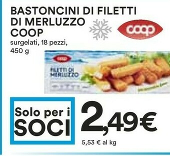 Coop Coop - Bastoncini Di Filetti Di Merluzzo Impanati E Surgelati 450 G(ml) offerta