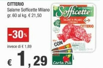 Crai Citterio Salame milano offerta