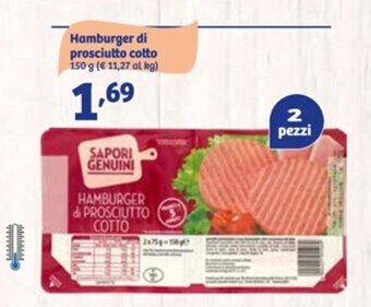 In'S Mercato Sapori Genuini Hamburger di Prosciutto Cotto 150 g offerta