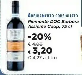 Coop Piemonte Barbera offerta