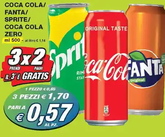 Prix Quality Coca Cola/Fanta/Sprite/ Coca Cola Zero ml 500 offerta