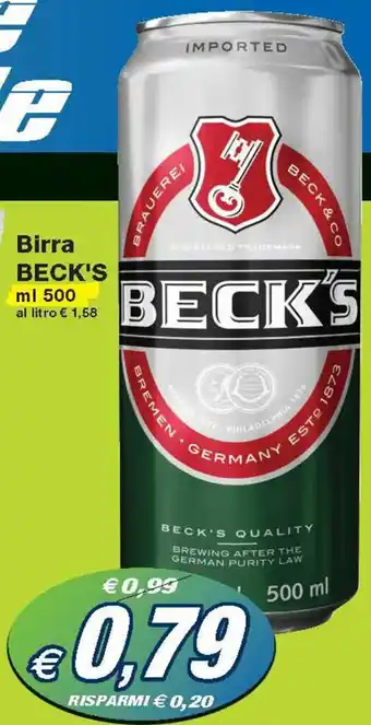 Prix Quality Beck's Birra ml 500 offerta