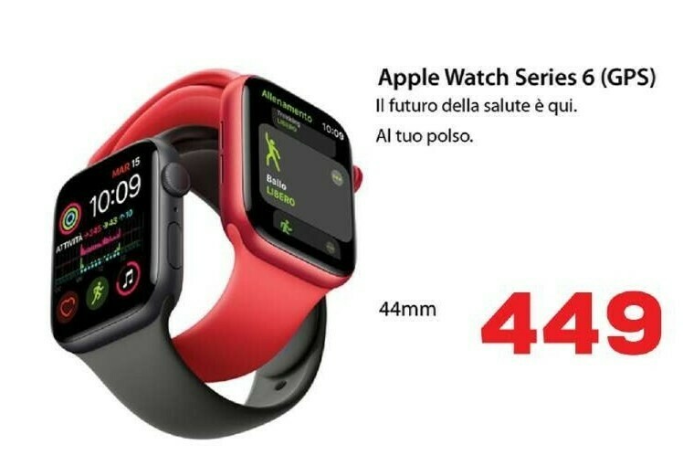 Apple Watch Series 6 OLED Rosso GPS (satellitare) offerta di Euronics