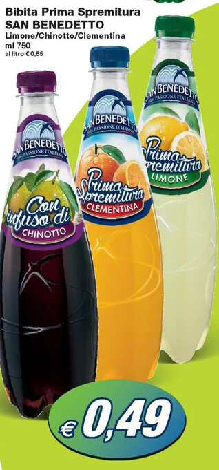 Prix Quality San Benedetto Bibita Prima Spremitura Limone/Chinotto/Clementina ml 750 offerta