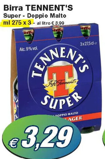 Prix Quality Tennent's Birra Super - Doppio Malto ml 275 x 3 offerta