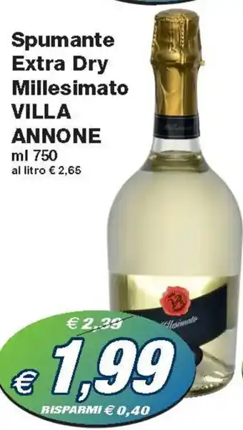 Villa Annone Spumante Extra Dry Millesimato ml 750