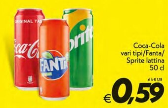 Coca-Cola Vari Tipi/Fanta/Sprite Lattina 50 cl