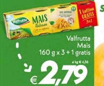 Iper Super Conveniente Valfrutta Mais 160 g x 3 + 1 Gratis offerta