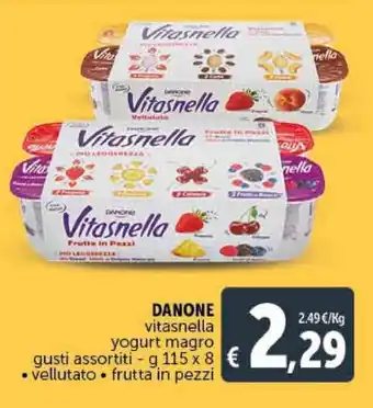 Deco Supermercati Danone Vitasnella Yogurt Magro Gusti Assortiti - g 115 x 8 offerta
