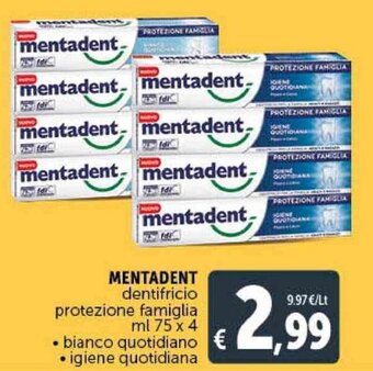 Deco Supermercati Mentadent Dentifricio Protezione Famiglia ml 75 x 4 offerta