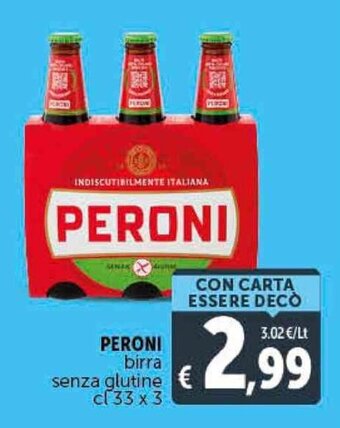 Deco Supermercati Peroni Birra Senza Glutine cl 33 x 3 offerta