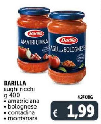Deco Supermercati Barilla Sughi Ricchi g 400 offerta